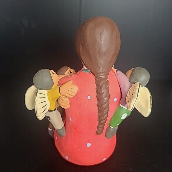 Peru Terra Cotta Ceramic Pottery Storyteller Figurine Woman with Children 5.5" - Picture 5 of 13